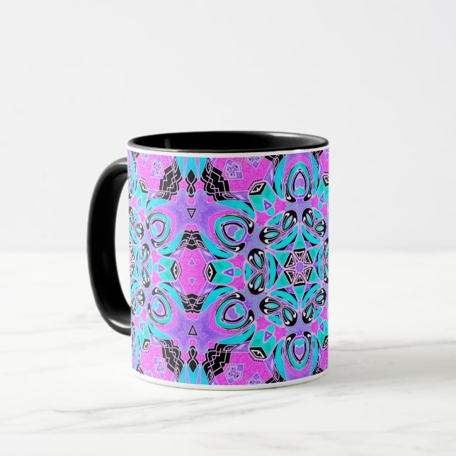 Neon kalejdoskop, mandala mugg (Framsida vänster)
