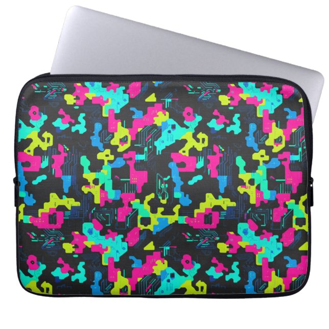 Neon kamouflage mönster laptop fodral (Framsidan)