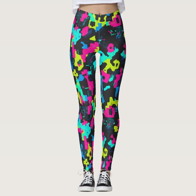 Neon kamouflage mönster leggings (Framsida)