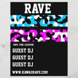 Neon Kamouflage Ränder Anpassade Rave Flyers