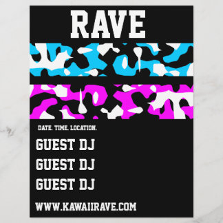 Neon Kamouflage Ränder Anpassade Rave Flyers