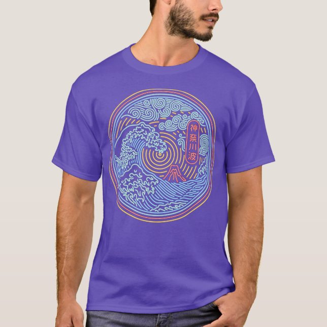 Neon Kanagawa Wave by Tobe Fonseca T Shirt (Framsida)