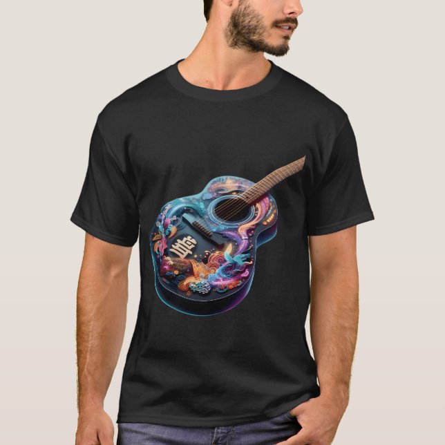 Neon Kanji Gitarrdrömmar T Shirt (Framsida)