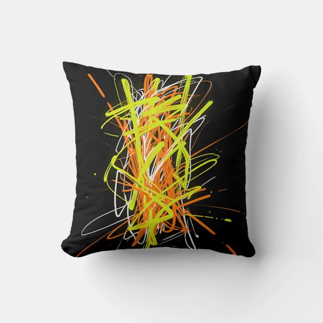 Neon Kaos Abstrakt Energi Explosion Kudde (Framsida)