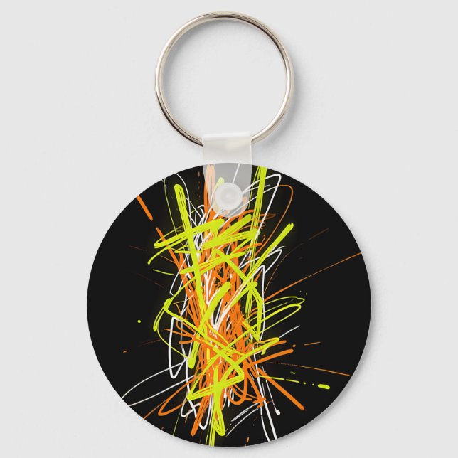 Neon Kaos Abstrakt Energi Explosion Nyckelring (Framsida)