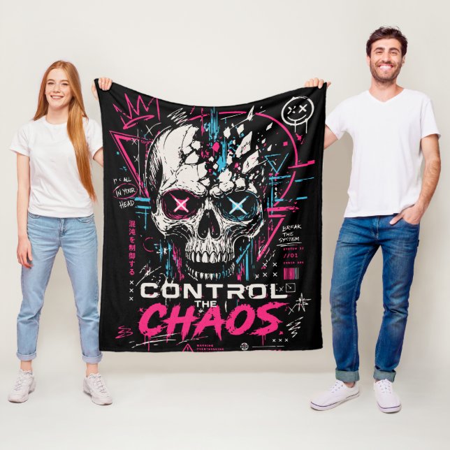 Neon Kaos Skalle Estetik Fleecefilt (På plats)