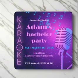 Neon Karaoke Night Bachelor Party-inbjudan Inbjudningar