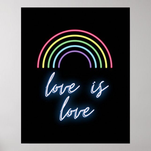 Neon Kärlek är Kärlek Rainbow Poster (Framsidan)