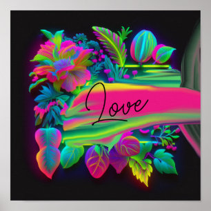 Neon Kärlek Blooms Poster