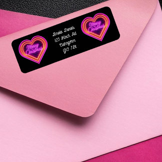 Neon Kärlek Heart-jul Returadress Etikett