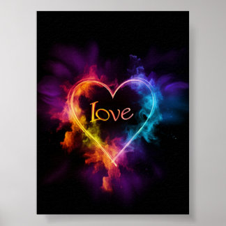 Neon "Kärlek" Heart Poster
