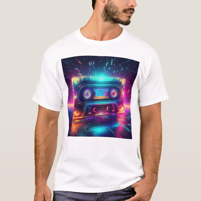 Neon-kassettbandsuppbyggnad T Shirt (Framsida)