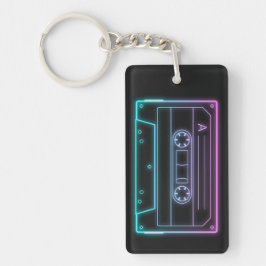 Neon kassettnyckelring, rosa blå retro vaporwave