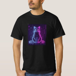 **Neon Katt Design – Lysande Futuristisk Kattkonst T Shirt