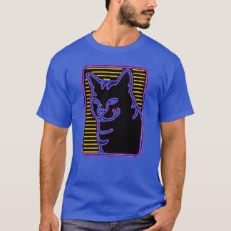 Neon Katt Glöd Retro Vaporwave Kattpojke T Shirt