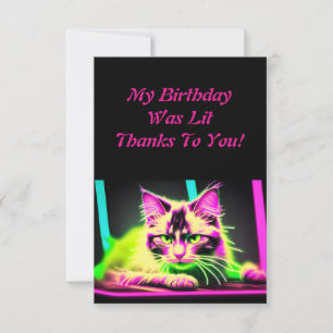 Neon Kattdjur Fiesta Tonåring Birthday Tack Kort