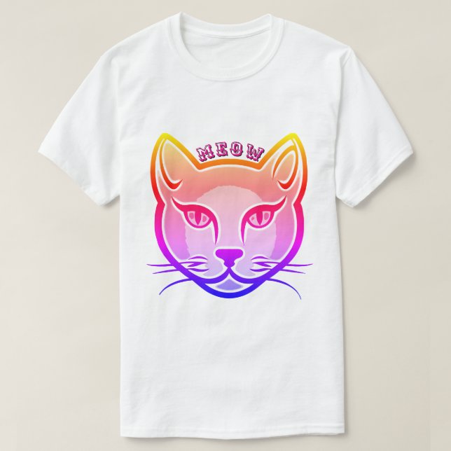 Neon-katthuvud T Shirt (Design framsida)