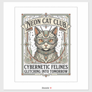 Neon kattklubb Katt Cyberpunk Vintage Vector Art S Klistermärken