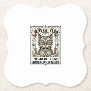 Neon kattklubb Katt Cyberpunk Vintage Vector Art S Underlägg Papper