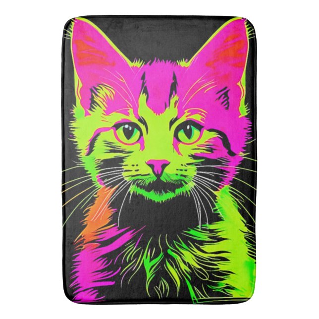 Neon Kattporträtt Badrumsmatta (Framsidan (Vertikal))