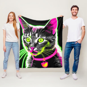 Neon Kattunge Kattdjur Art Fleecefilt