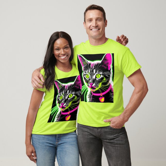 Neon Kattunge Kattdjur Art T Shirt (Unisex)