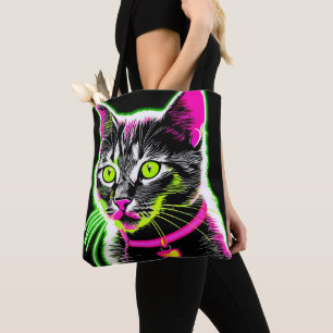 Neon Kattunge Kattdjur Art Tygkasse