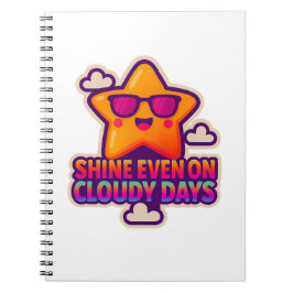 Neon Kawaii Star - "Shine even on Cloudy Days" Anteckningsbok
