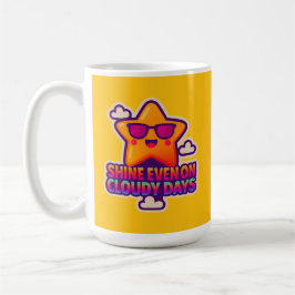 Neon Kawaii Star - "Shine even on Cloudy Days" Kaffemugg