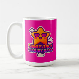 Neon Kawaii Star - "Shine even on Cloudy Days" Kaffemugg