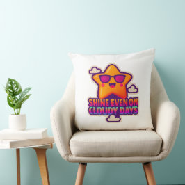 Neon Kawaii Star - "Shine even on Cloudy Days" Kudde