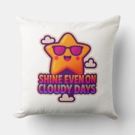 Neon Kawaii Star - "Shine even on Cloudy Days" Kudde