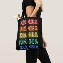 Neon Kia Ora Rainbow Pride Nya Zeeland Tygkasse