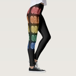 Neon Kia Ora Rainbow Pride Tecken Tryck Leggings