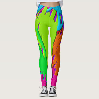 Neon klottrar leggings