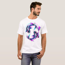 Neon Koi Fisk Yin Yang Grafisk Konst