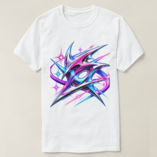Neon Kosmisk Abstrakt Grafisk T-Shirt – Futuristis