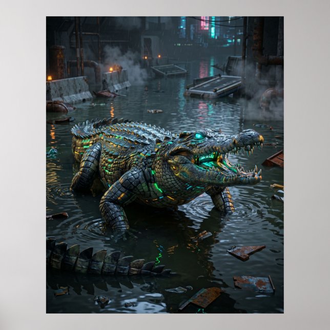 Neon Krokodil Översvämmad Sektor Poster (Framsidan)