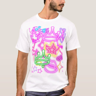 Neon krona och hjärta t shirt