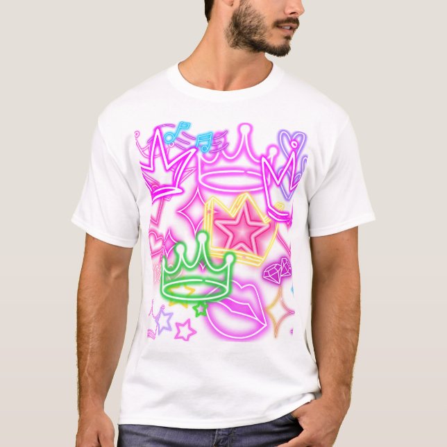 Neon krona och hjärta t shirt (Framsida)