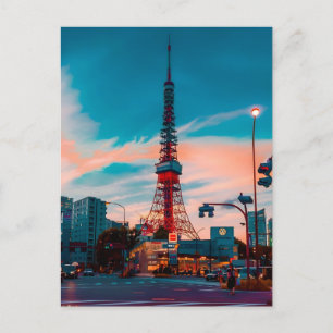 Neon Krona över Tokyo: Tokyo Tower i hjärtat 2026 Helg Vykort