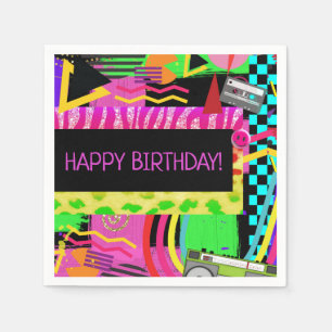 Neon kul ljus fet färgglad funky 80-tals fest pappersservett