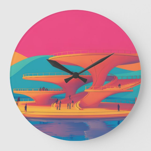 neon lagoon sunset neon futurist park floating pla stor klocka (Framsida)