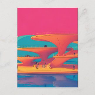 neon lagoon sunset neon futurist park floating pla vykort
