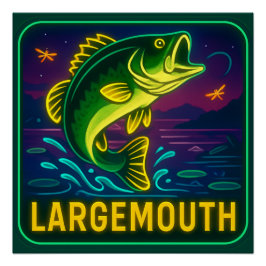 Neon Largemouth Bass Poster Perfect Poster