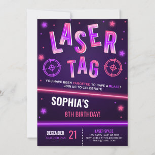 Neon Laser Märkre Lila Inbjudningar