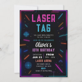 Neon Laser Tag Birthday Invitation Inbjudningar