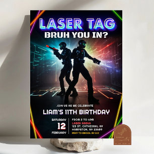 Neon Laser Tag Bruh You i tonåren födelsedag Inbjudningar