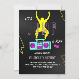 Neon Låt oss Jump Barns födelsedag Party Inbjudningar