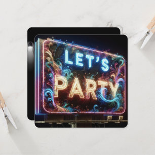Neon Låt oss Party Billboard Inbjudningar